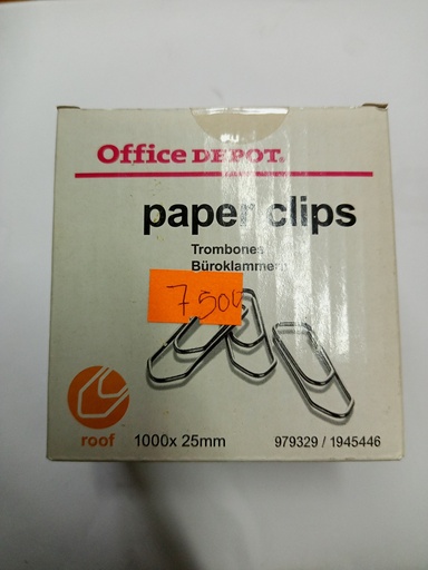 PAPER CLIP OFFICE DEPOT 1000X25mm